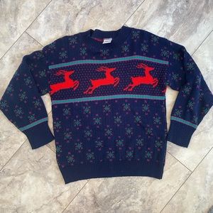 Winter vintage reindeer sweater.